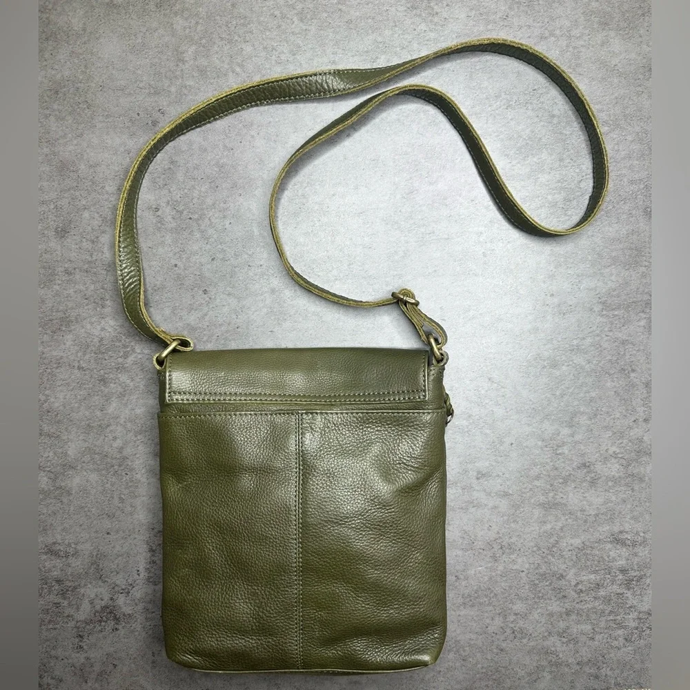 R.P.S. Rock Paper Scissors Leather Crossbody Bag – Olive Green